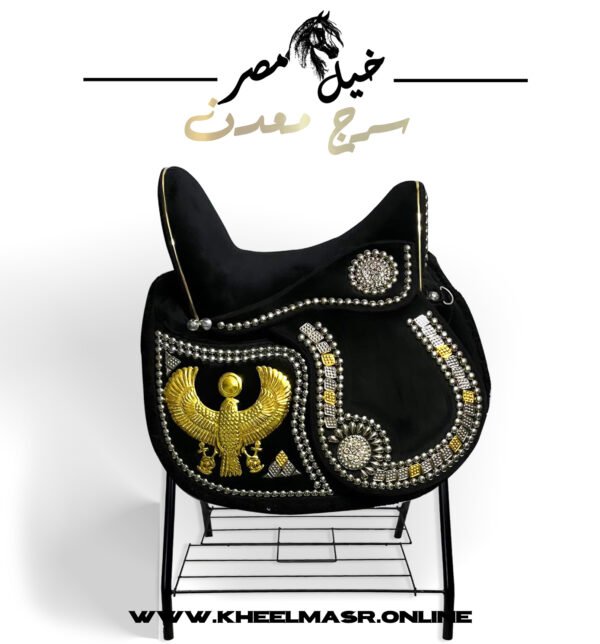 black gold plated eagle saddle سرج اسود نسور
