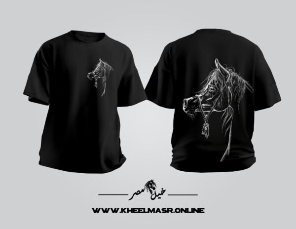 black oversized arabian horse tshirt