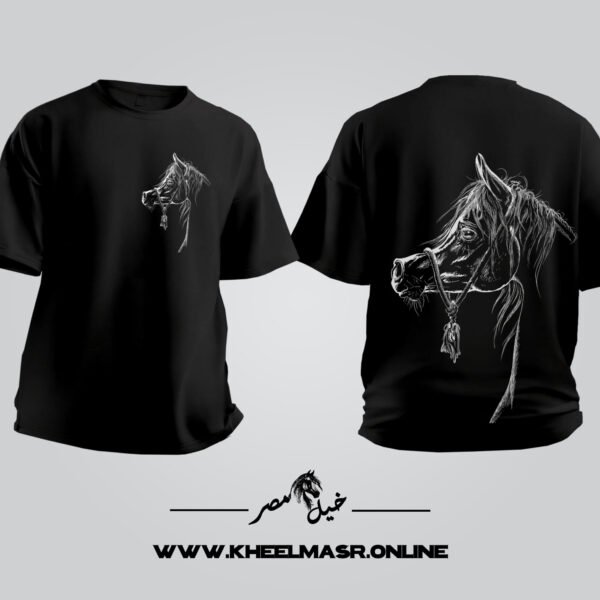 black oversized arabian horse tshirt