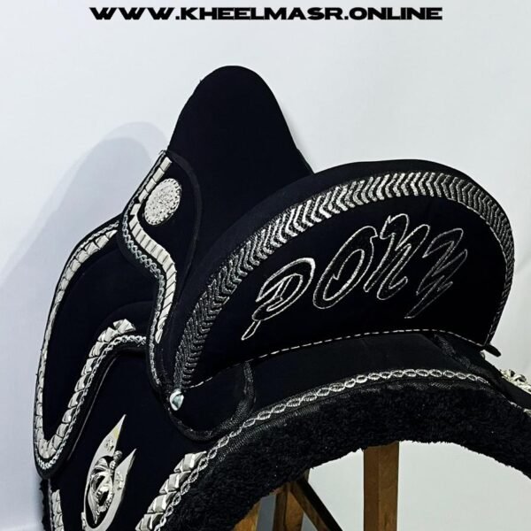 black saddle with silver plated crown سرج اسود تاج نحاس مطلي فضه