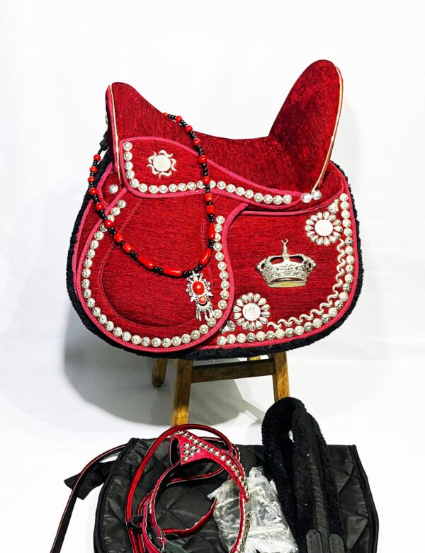 Red silver plated سرج احمر بالنحاس المطلي فضه - Image 3