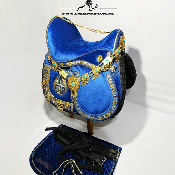 royal blue gold plated saddle سرج ملوكي ازرق مطلي دهب