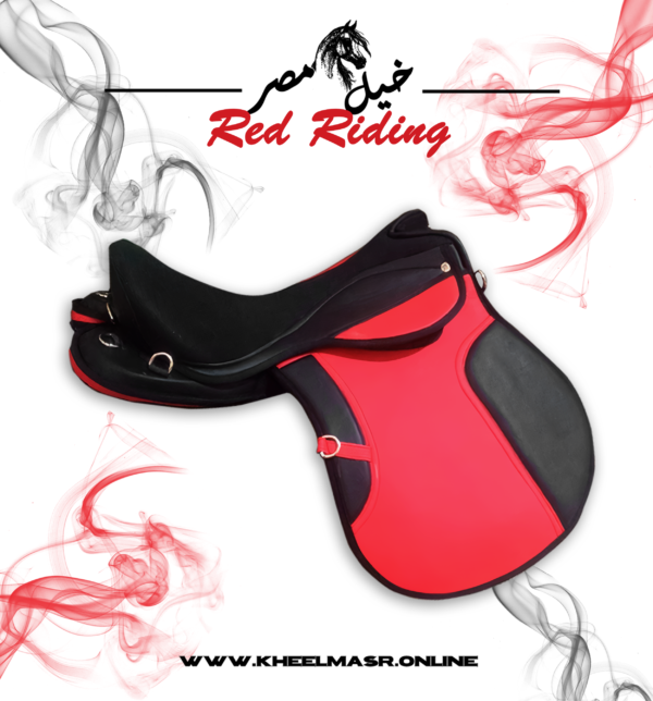 Red in black riding saddle سرج جلد احمر في اسود - Image 2