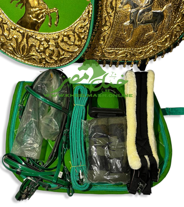 gold plated green saddle سرج مطلي دهب اخضر - Image 3