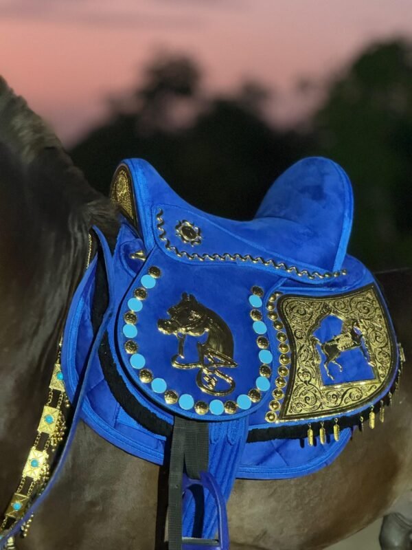 Blue gold plated customized سرج مطلي دهب عموله - Image 3