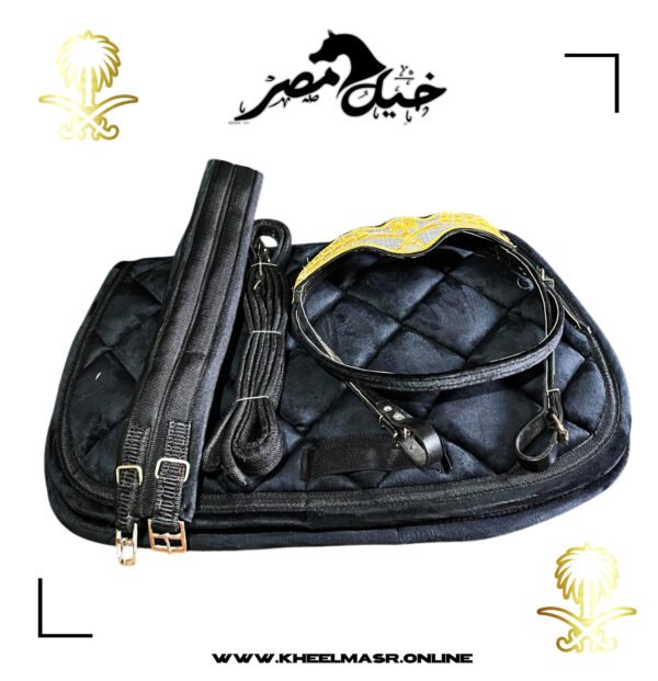 embroidery gold in black saddle سرج تطريز عموله بالاسم - Image 3