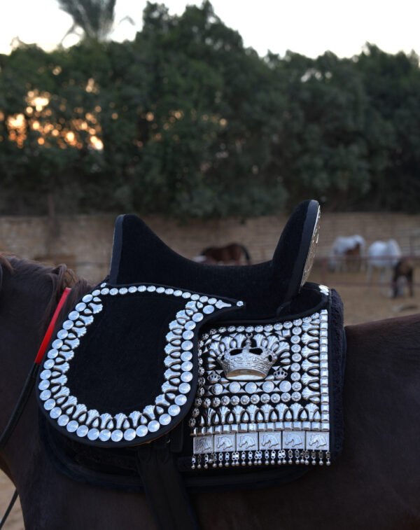black silver plated saddle crown سرج اسود مطلي فضه بالكامل تاج - Image 3