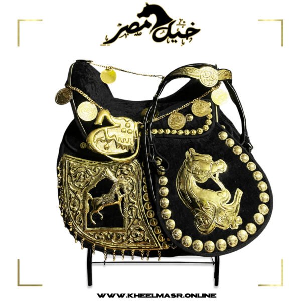 black golden plated saddle سرج اسود عموله مطلي بالكامل