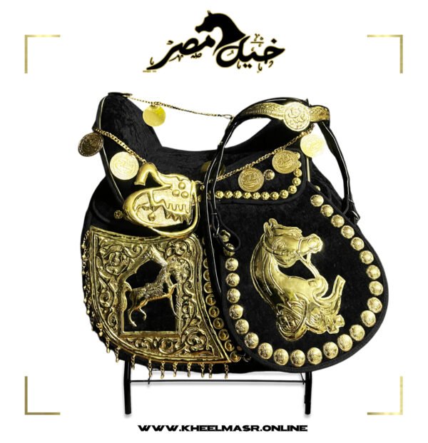 black golden plated saddle سرج اسود عموله مطلي بالكامل