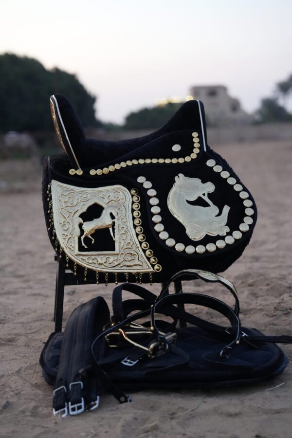 black golden plated saddle سرج اسود عموله مطلي بالكامل - Image 2