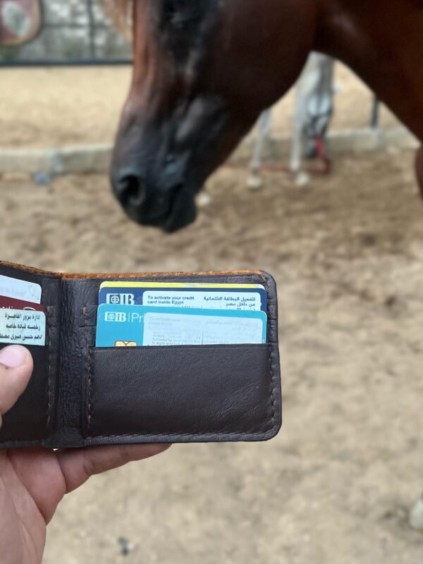 Natural leather wallet محفظه جلد طبيعي عموله - Image 3