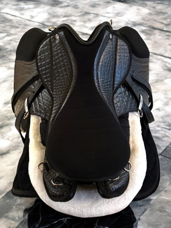 Black Riding saddle crocodile leather سرج جلد طبيعي طبعه تمساح - Image 7