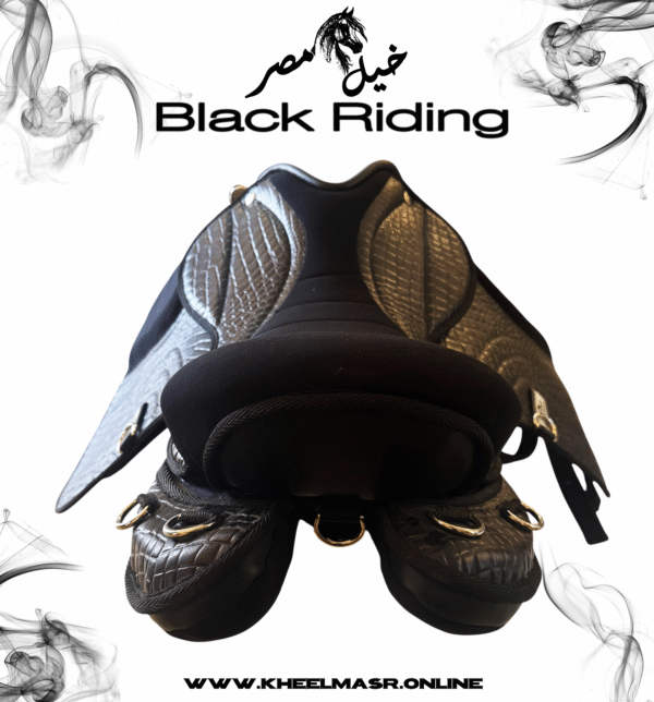 Black Riding saddle crocodile leather سرج جلد طبيعي طبعه تمساح - Image 3