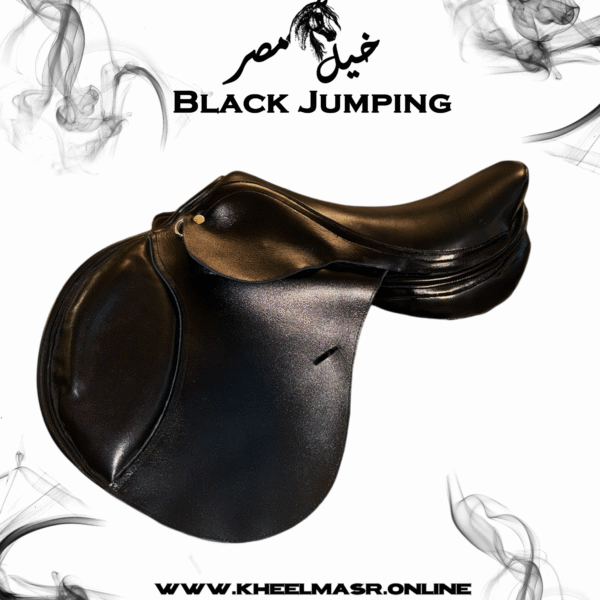 Black natural leather jumping saddle سرج جلد اسود طبيعي بالكامل
